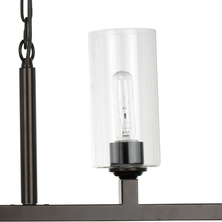 Elegant Linear 6-Light Oil Rubbed Bronze Chandelier with Clear Glass Shades