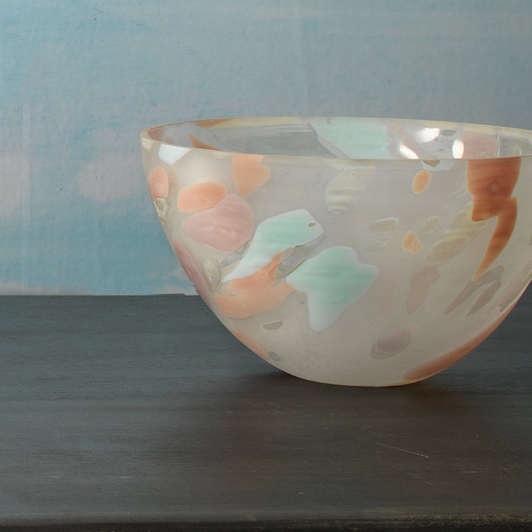 Handcrafted Multicolor Glass Decorative Bowl, 10-inch