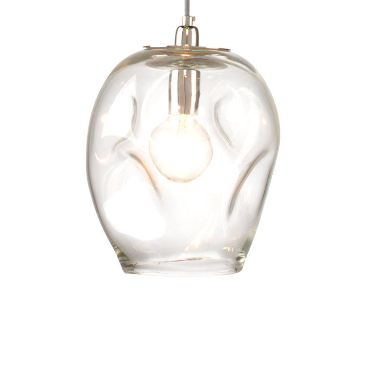 Clear Glass Nickel 1-Light Pendant with Adjustable Cord
