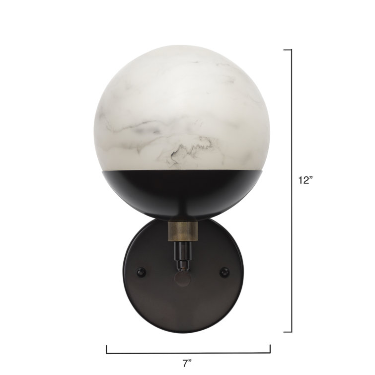 Metro Elegance 1-Light Faux Alabaster & Bronze Wall Sconce