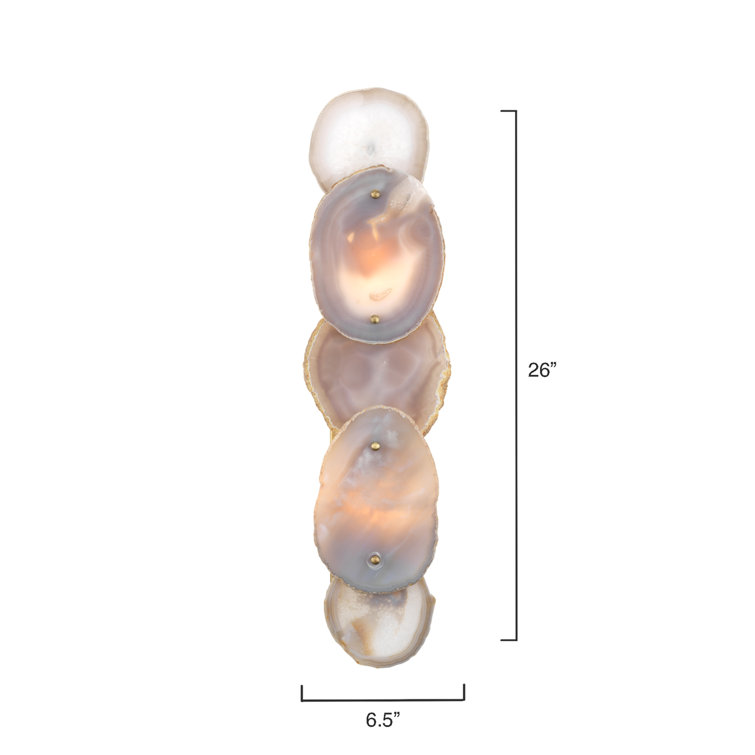 Lavender Agate and Brass 2-Light Wall Sconce