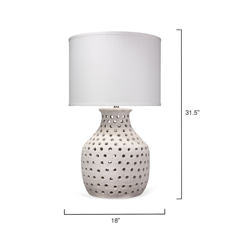 Matte White Linen-Shade Porous Ceramic Buffet Lamp