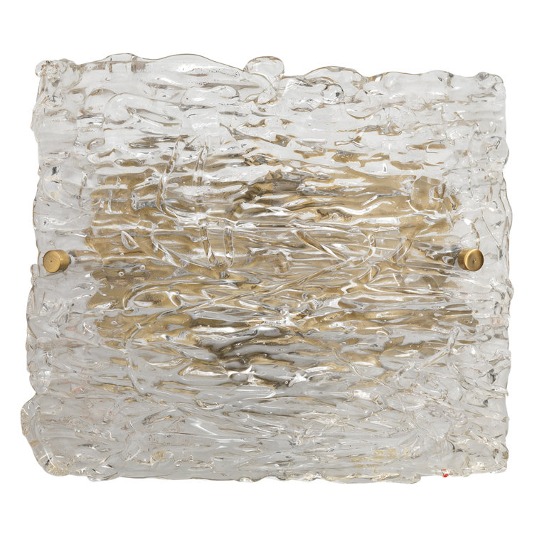 Antique Brass Dual-Light Sconce with Textured Glass