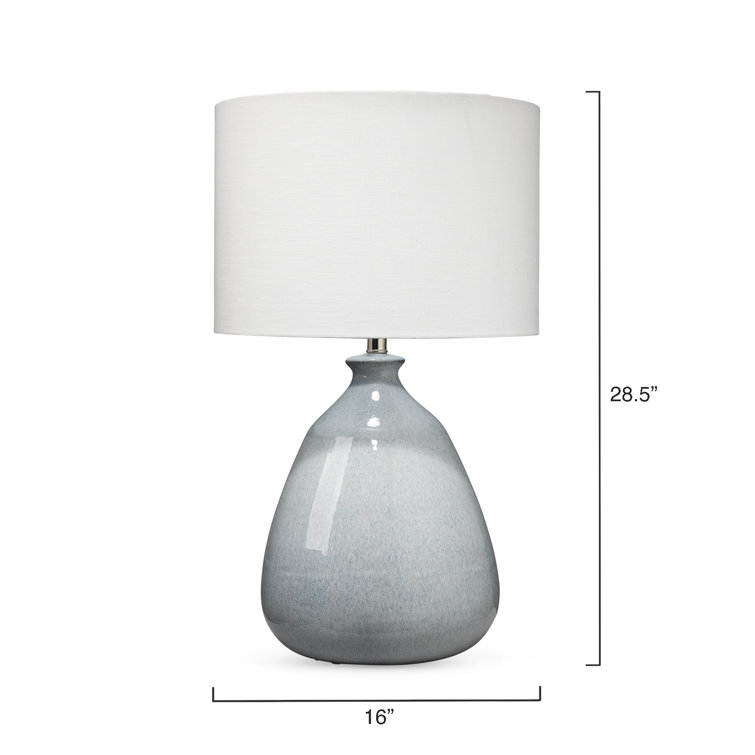 Levi Blue Ceramic Table Lamp with White Linen Shade
