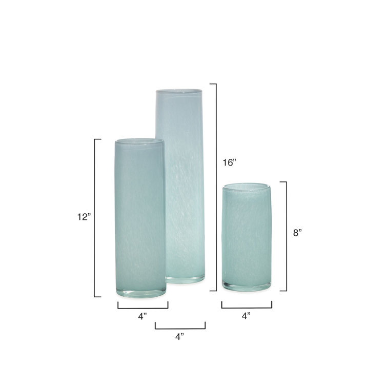 Sky Blue Hand-Blown Glass Table Vase Set
