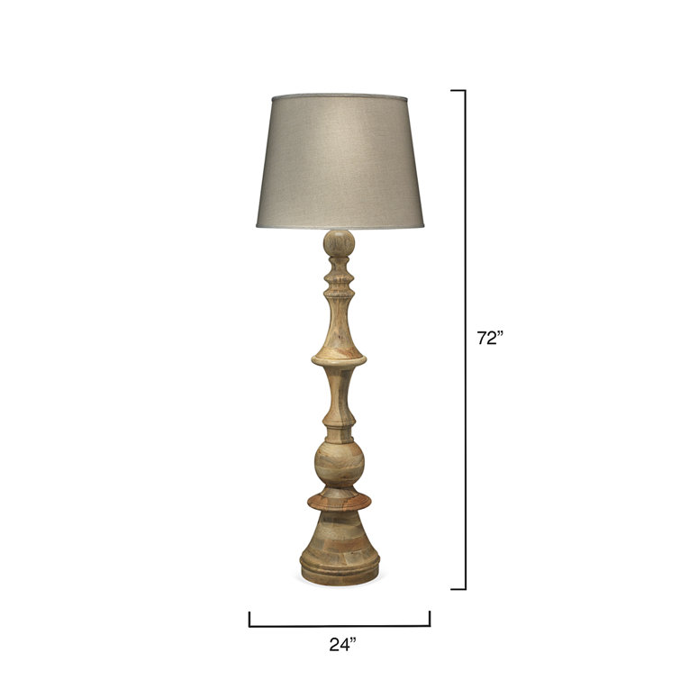 Natural Wood & Linen Shade 72" Edison Floor Lamp with 3-Way Switch