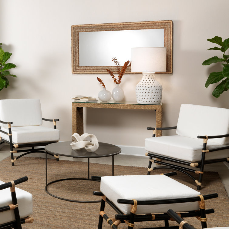 Matte White Linen-Shade Porous Ceramic Buffet Lamp