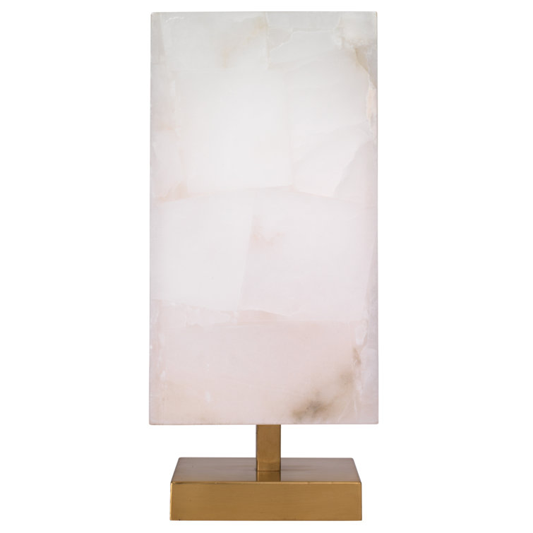 Gold Alabaster Shade Brass Table Lamp with 3-Way Switch