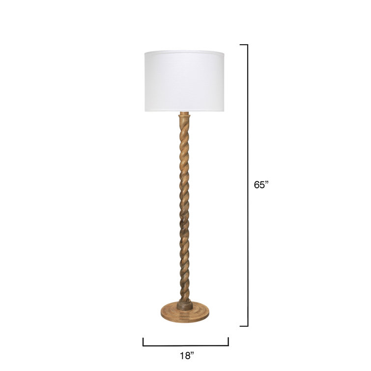 Natural Wood Floor Lamp with Sea Salt Linen Shade
