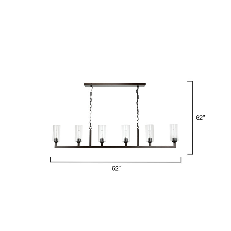 Elegant Linear 6-Light Oil Rubbed Bronze Chandelier with Clear Glass Shades