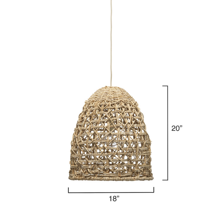 Corn Straw Rope 1-Light Bowl Pendant with Natural Finish