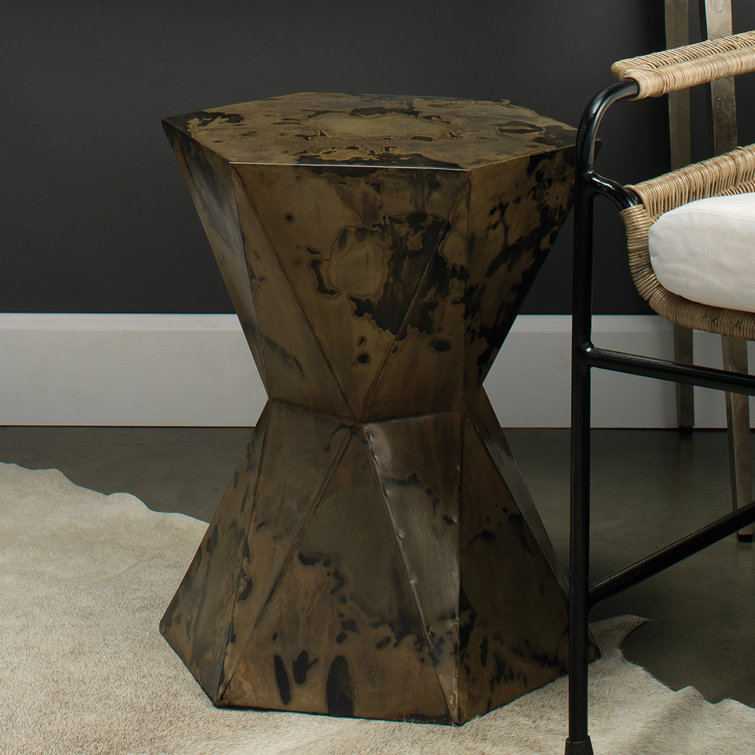 Cosmic Rustic Patina Iron Prism Side Table 19"x16.5"