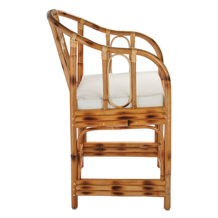 Handcrafted Geometric White Rattan Accent Chair
