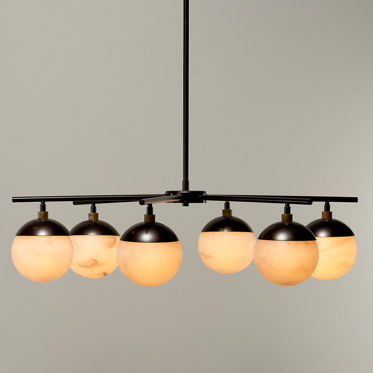 Metro Collection 6-Light Oil Rubbed Bronze Chandelier with Faux Alabaster Shades