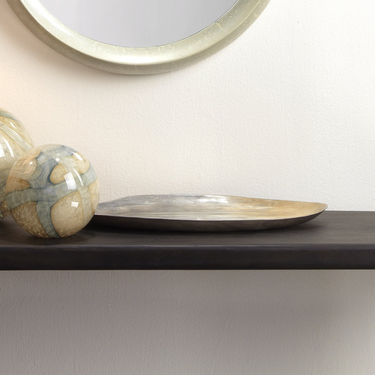 Gray Enamel Oval Metal Decorative Tray