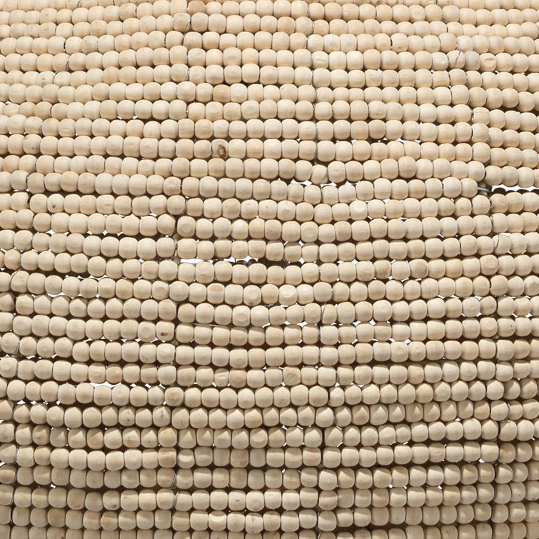 Natural Beaded Round Pendant Light with White Chain