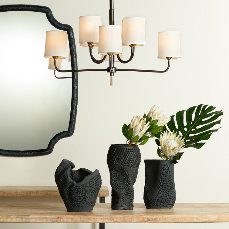 Matte Black Perforated Porcelain Decorative Vase