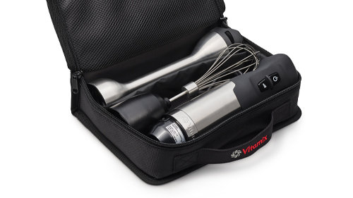 Silver Stainless Steel Immersion Blender with Whisk and Storage Case