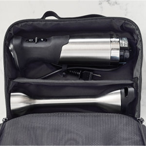 Silver Stainless Steel Immersion Blender with Whisk and Storage Case