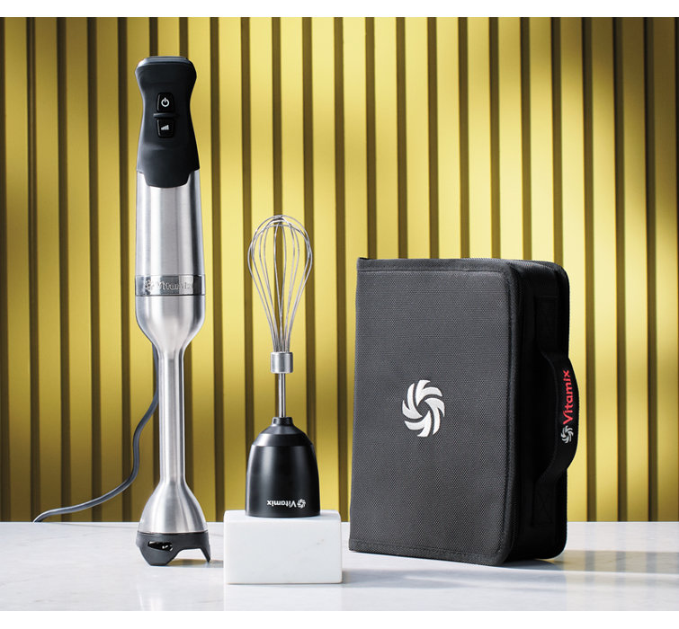 Silver Stainless Steel Immersion Blender with Whisk and Storage Case