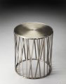 Kruse Silver Iron 15.5" Round Drum Side Table
