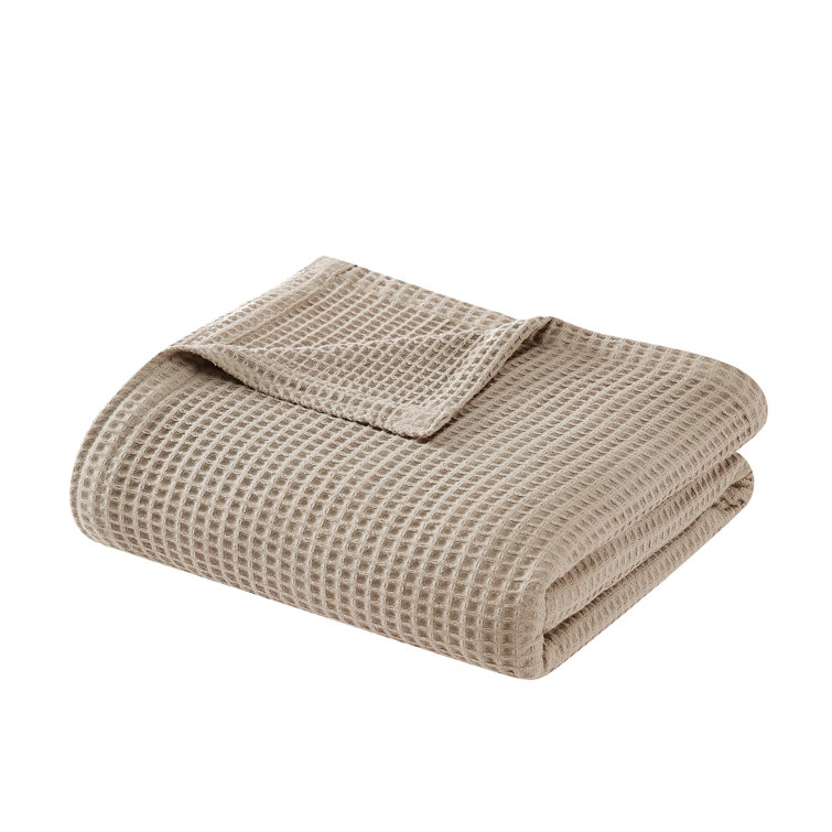 Cotton Waffle Weave Full/Queen Blanket in Khaki