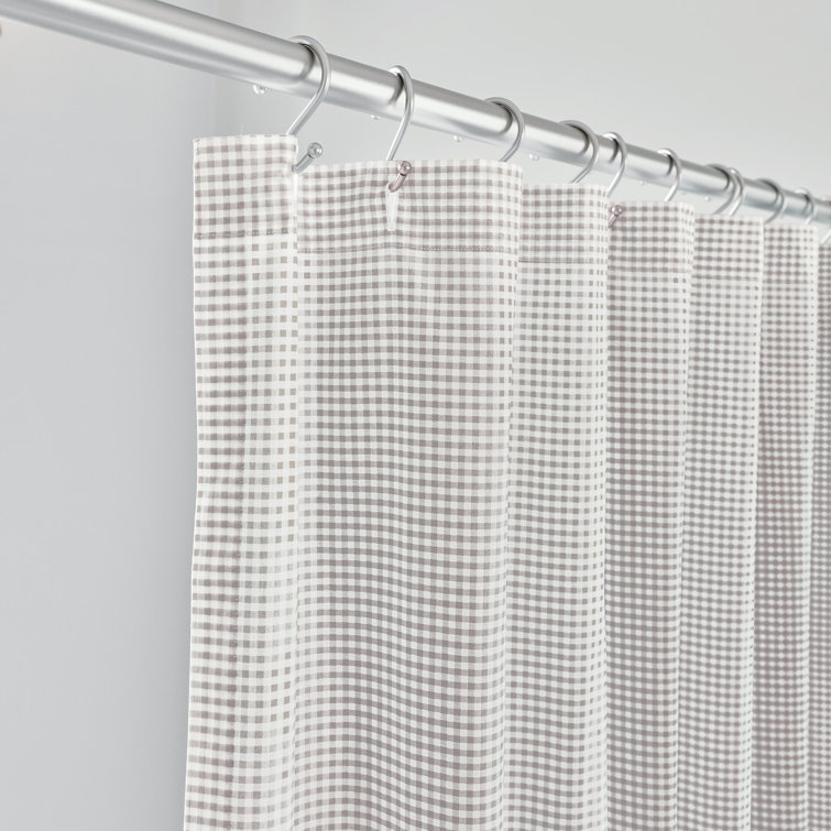 Malaya Fawn Cotton Gingham Ruffled Shower Curtain