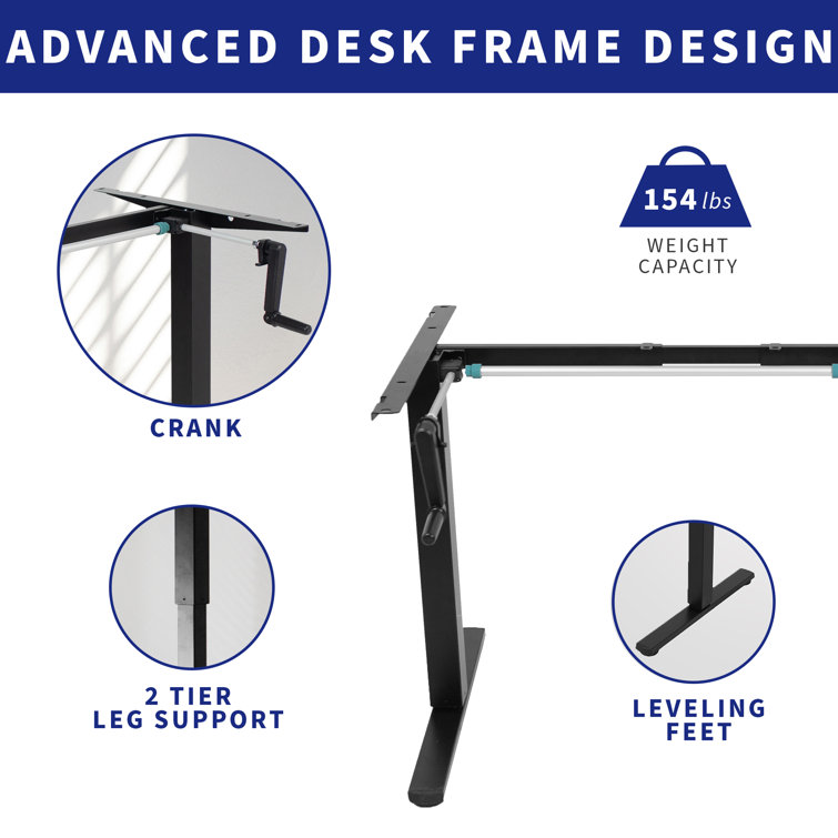 Black Adjustable Height Alloy Steel Computer Desk Frame
