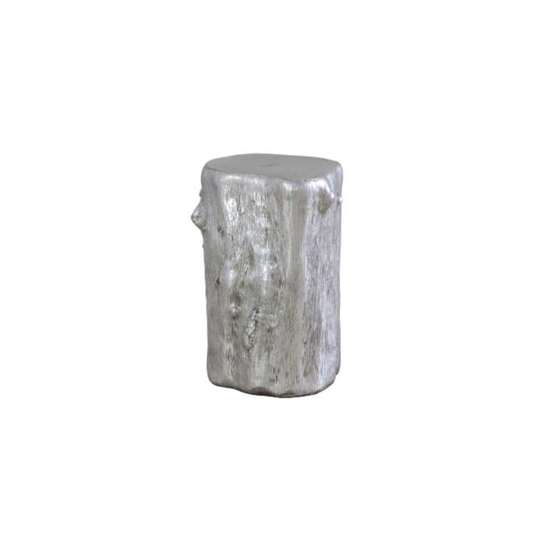 Small Silver Leaf Resin Log Stool