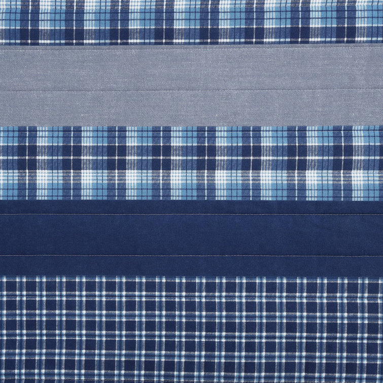 King Blue Mirage Cotton Reversible Quilt Set