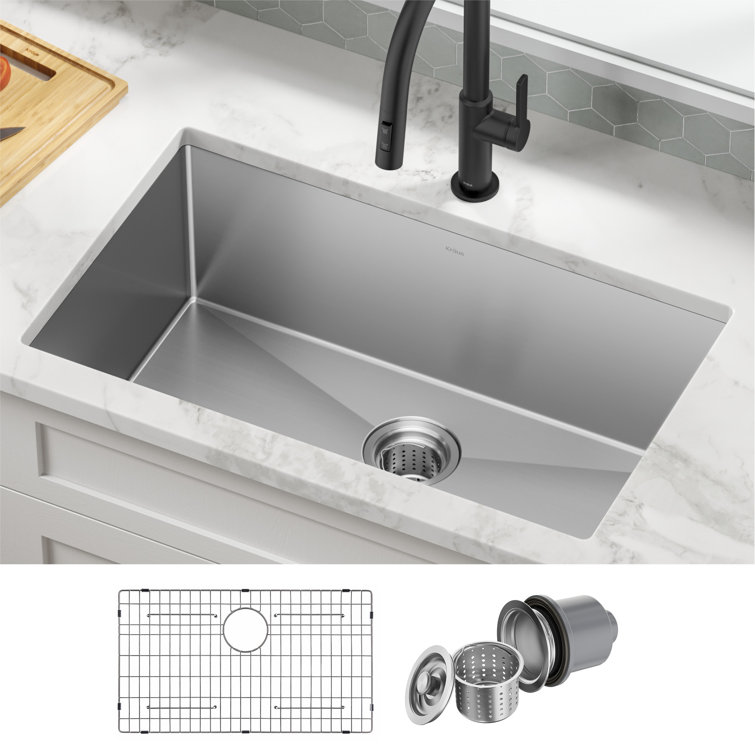 30-Inch Satin Stainless Steel Undermount Single Bowl Kitchen Sink
