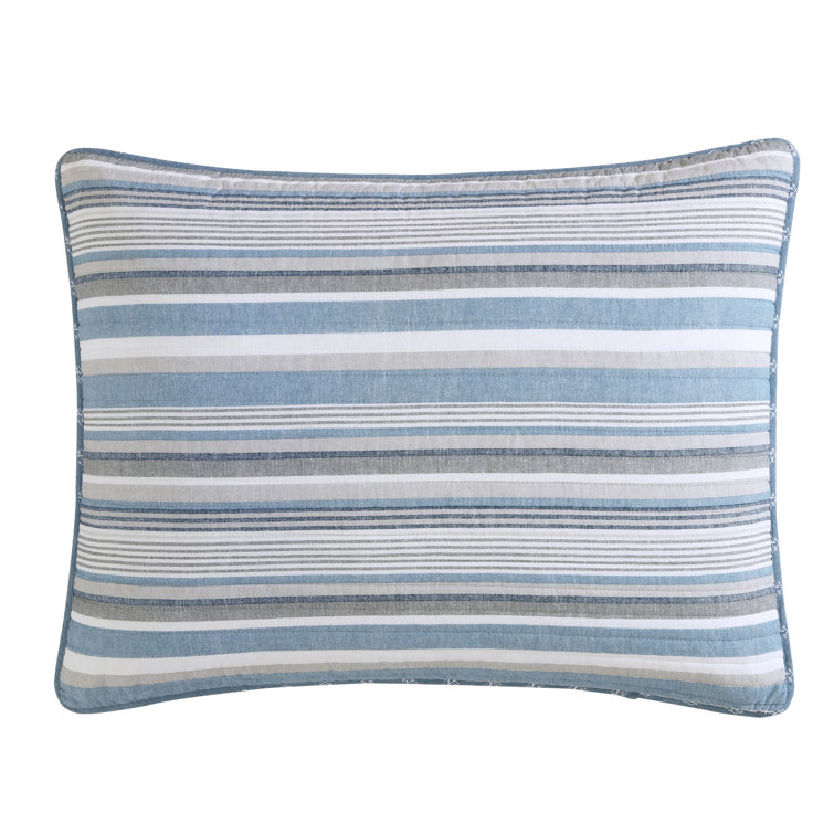 Chambray Blue Cotton Twin Reversible Quilt Set