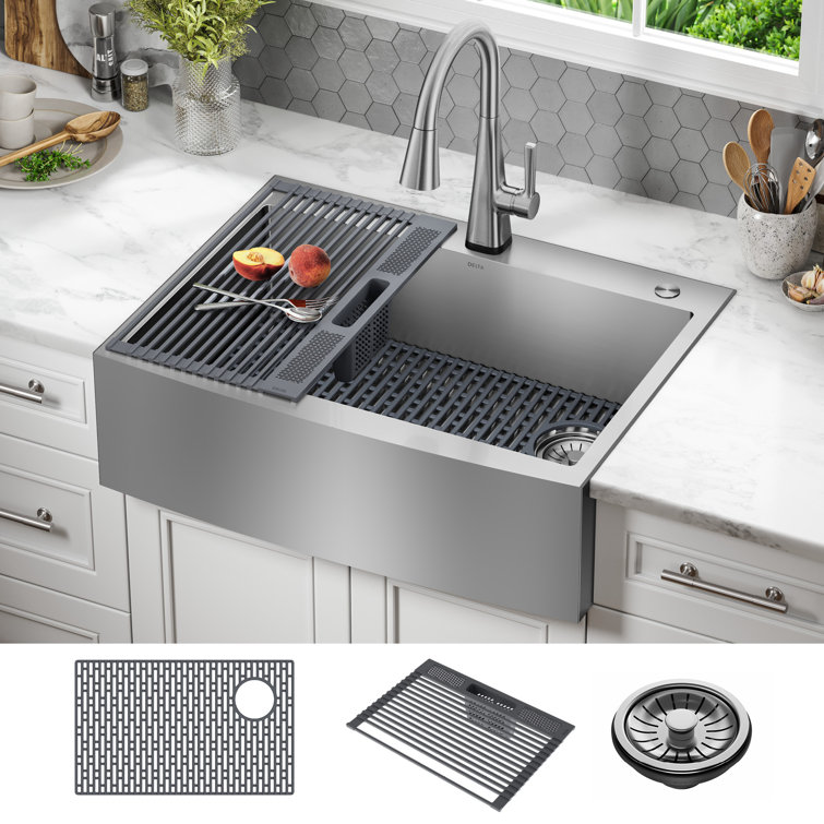 30-Inch Brushed Stainless Steel Farmhouse Drop-In Sink
