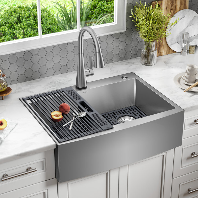 30-Inch Brushed Stainless Steel Farmhouse Drop-In Sink