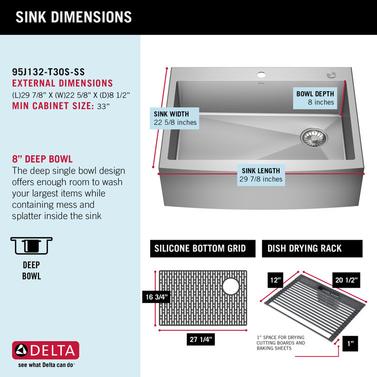 30-Inch Brushed Stainless Steel Farmhouse Drop-In Sink