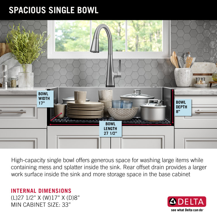 30-Inch Brushed Stainless Steel Farmhouse Drop-In Sink