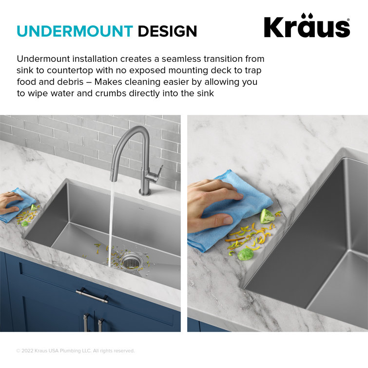 30-Inch Satin Stainless Steel Undermount Single Bowl Kitchen Sink