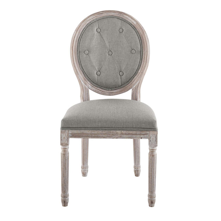 Arise Vintage French Upholstered Gray Wood Side Chair