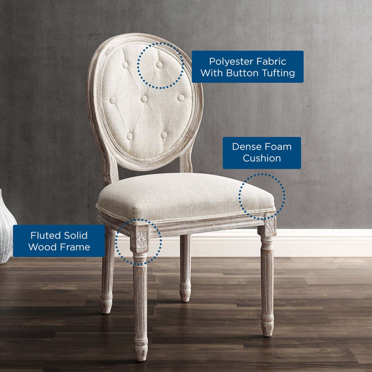 Chateau Comfort Beige Upholstered Dining Side Chair with Weathered Wood