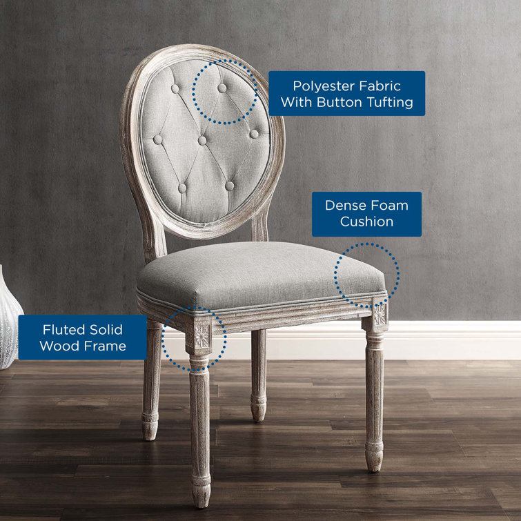 Arise Vintage French Upholstered Gray Wood Side Chair