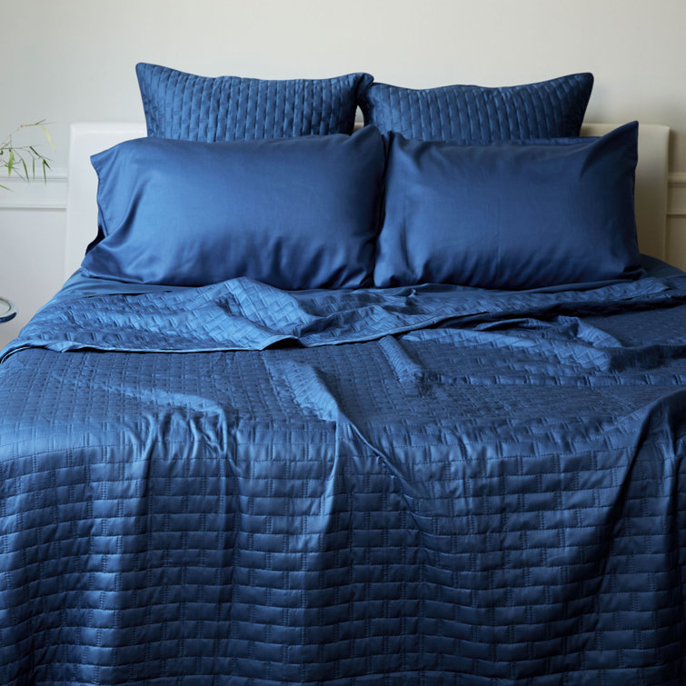 Indigo Queen Size Reversible Bamboo Quilted Coverlet