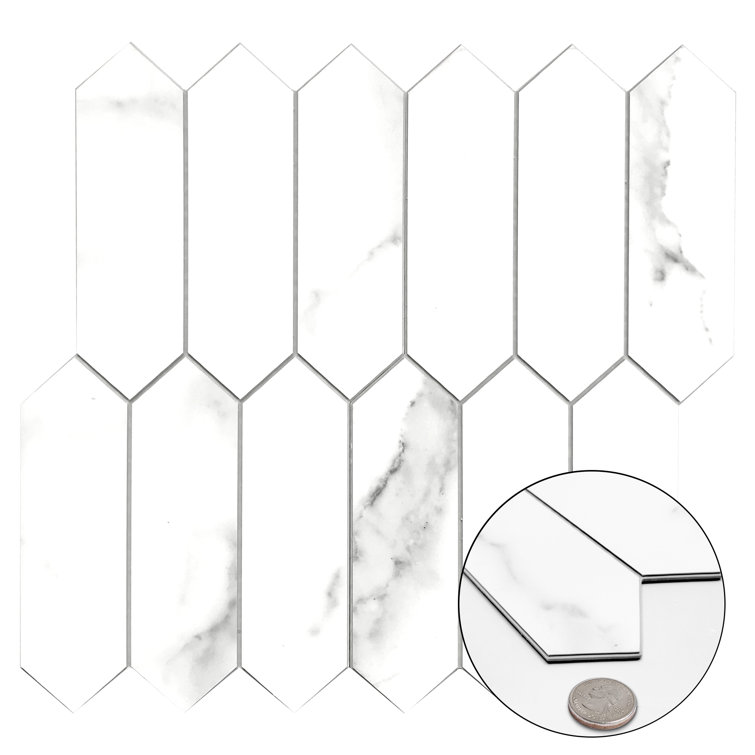 Marble White Hexagonal Stone Composite Peel & Stick Mosaic Tile