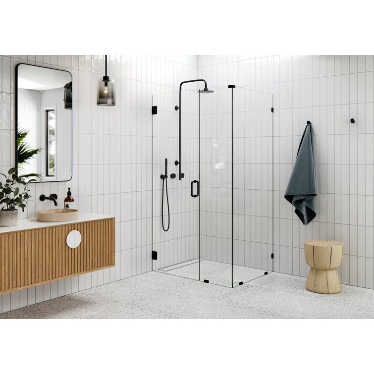 78" Frameless Glass Shower Enclosure with Matte Black Hardware