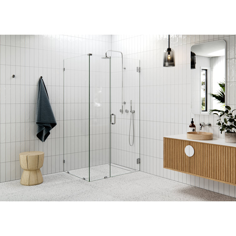 78 in Frameless Clear Glass Shower Enclosure with Chrome Finish