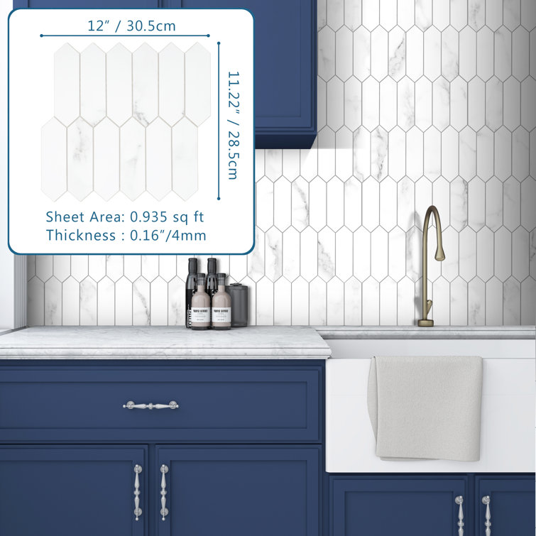 Marble White Hexagonal Stone Composite Peel & Stick Mosaic Tile