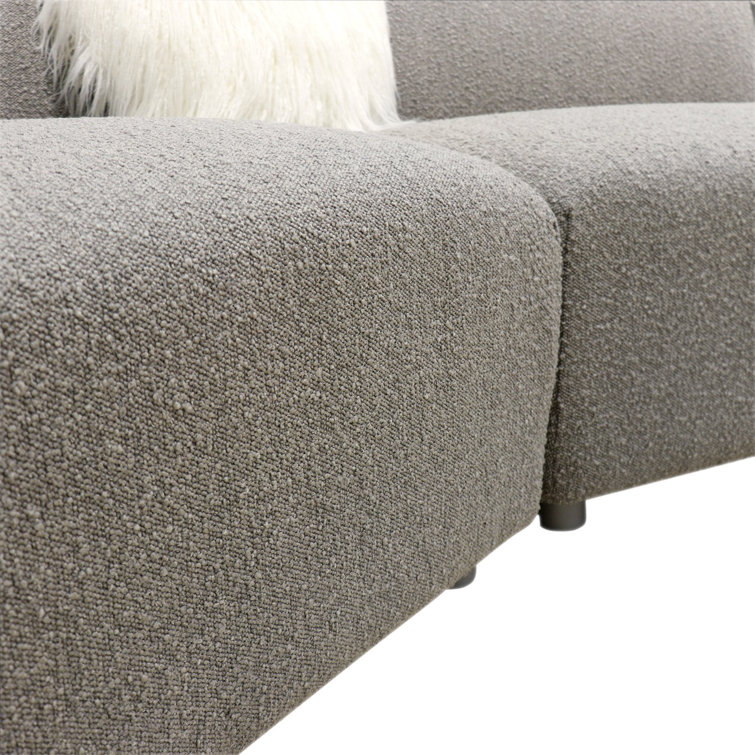 Portfino 128'' Gray Fabric and Wood Sectional Sofa