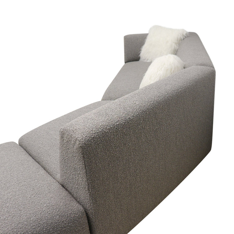 Portfino 128'' Gray Fabric and Wood Sectional Sofa