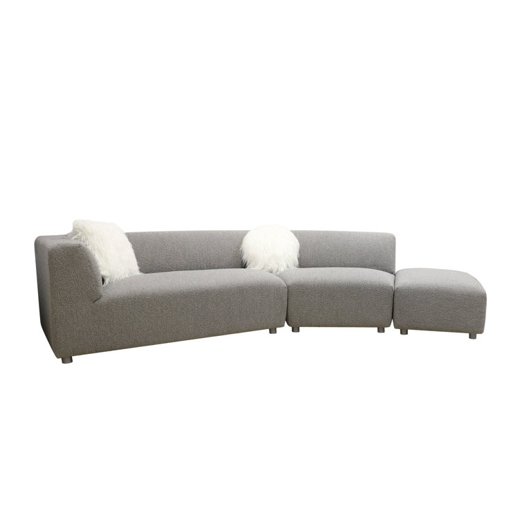 Portfino 128'' Gray Fabric and Wood Sectional Sofa