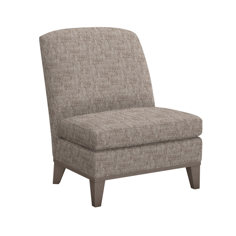 Handcrafted Bungalow Chenille Slipper Chair with Wooden Legs
