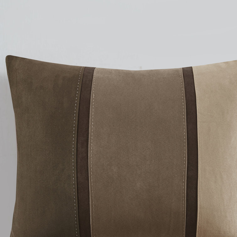 California King Brown Faux Suede Comforter Set with Decorative Pillows